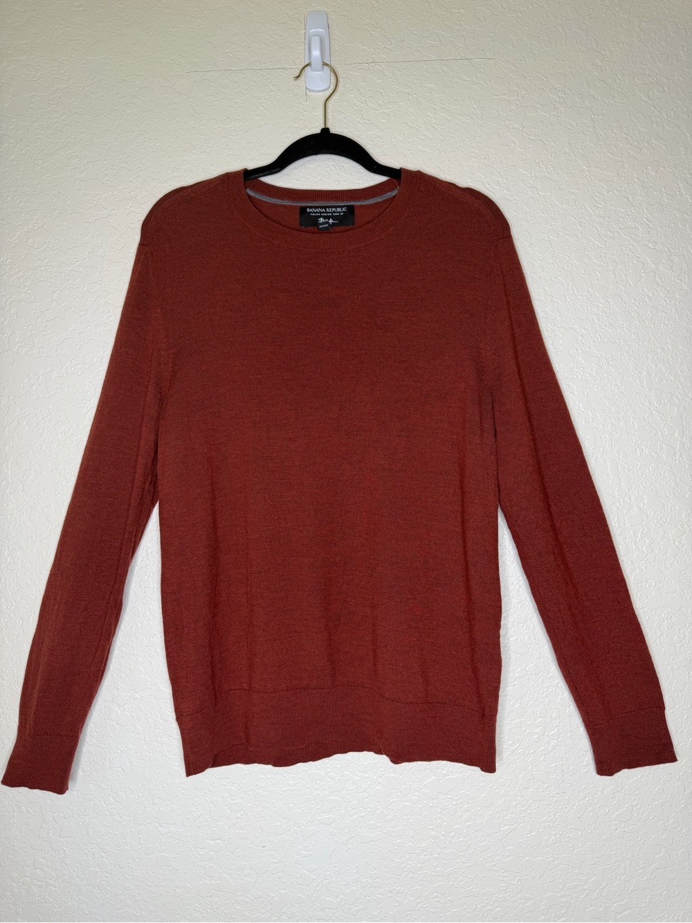 Banana Republic Men's Crewneck Sweater - Burnt Orange Merino Wool by Baruffa